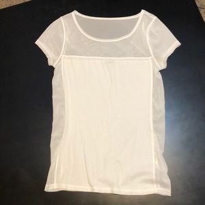 Express white fine mesh top